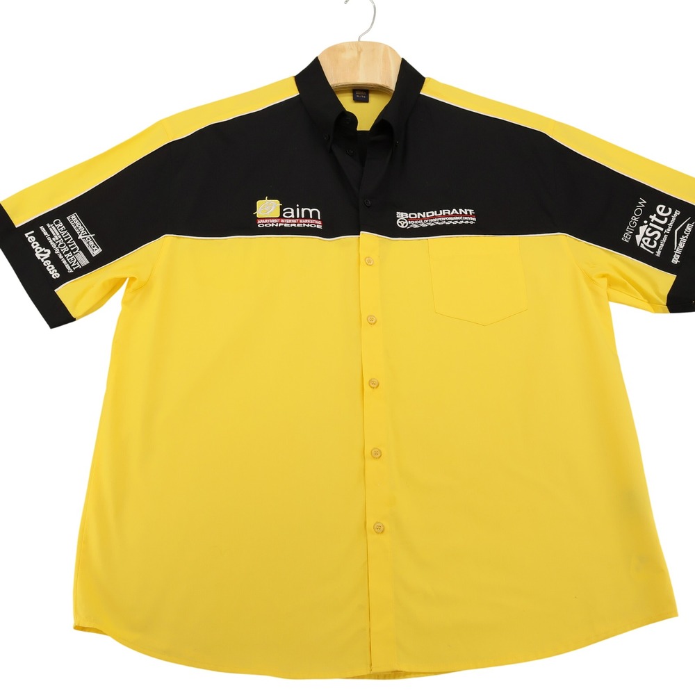 Bondurant Racing‎ AIM Conference Pit Shirt Mens XL Yellow Black Embroidered Logo - Picture 2 of 13